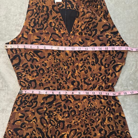 Vintage Jones New York Maxi Dress Women Size 8 Leopard Print Pleated Sleeveless - Picture 9 of 15